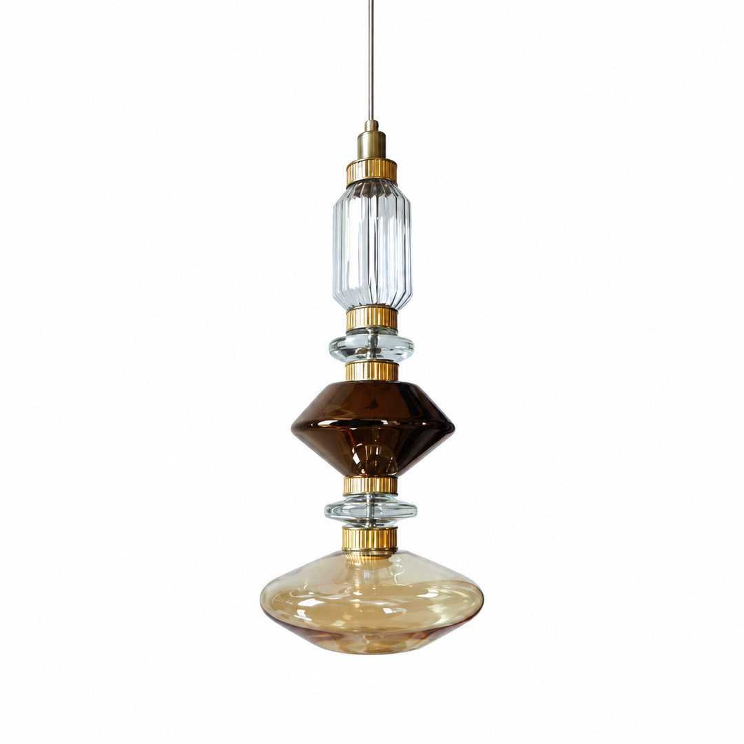Danza glass pendant light Model F 9.8 inch wide by 25.6 inch tall