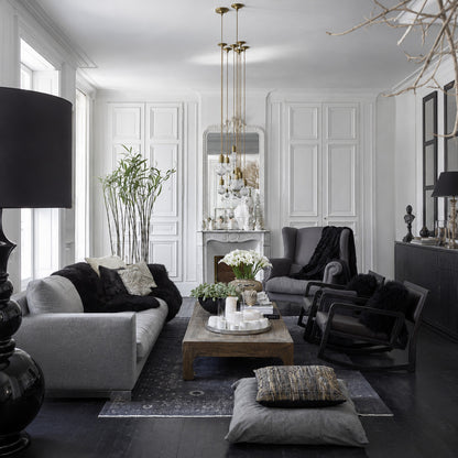 Diamante cut-glass pendant light as a sparkling accent in a modern living room