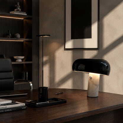 Domo marble table lamp desk bookshelf warm glow dome marble modern cute American home lifestyle interior styled