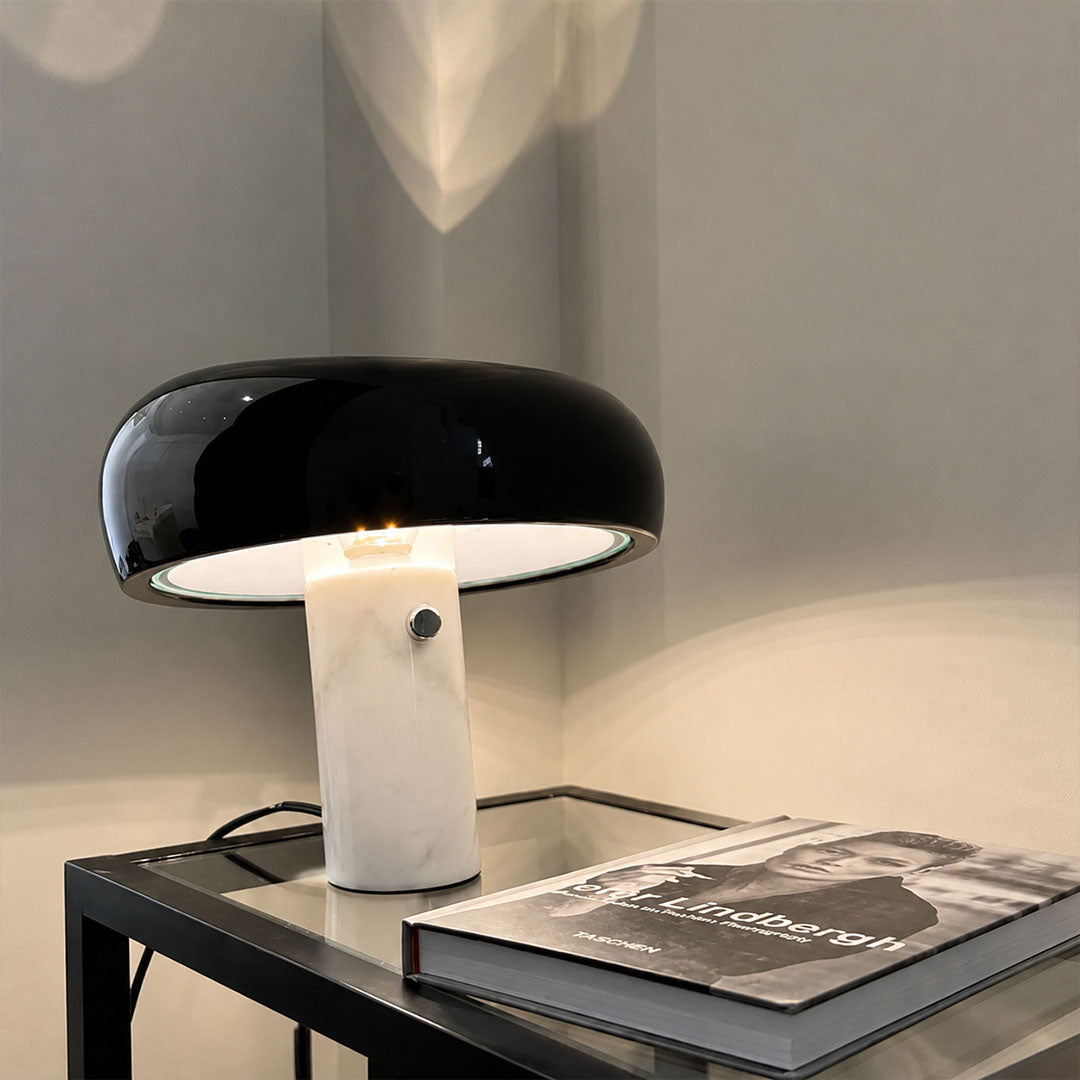 Domo marble table lamp desk bookshelf warm glow dome marble modern cute American home lifestyle interior styled