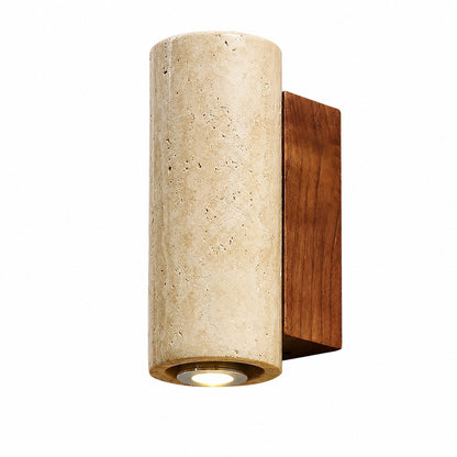 Duplo travertine wall sconce yellow travertine stone up down lighting compact minimalist white background