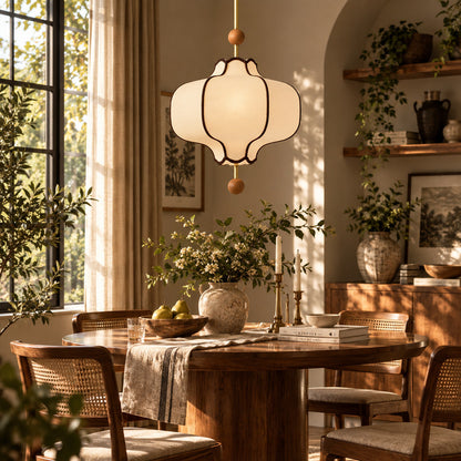Small Dynasty lantern pendant light over a cozy breakfast nook