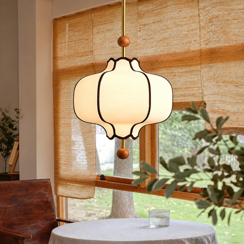 Small Dynasty lantern pendant light over a cozy breakfast nook