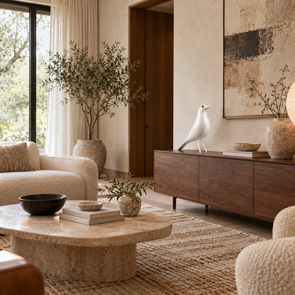 Eames House Bird sculpture displayed on a sideboard as a sculptural mid-century accent