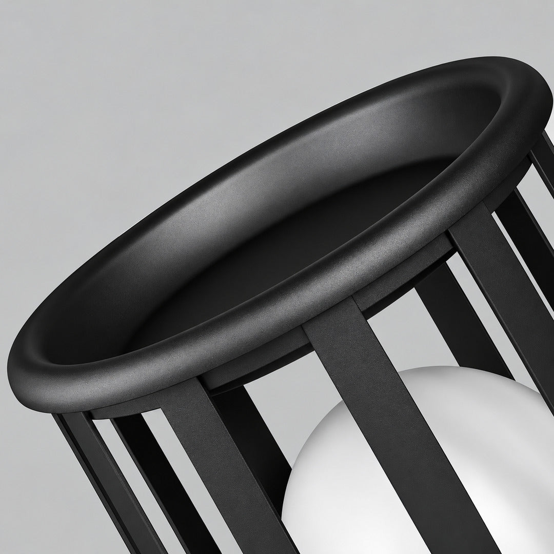 Faceta outdoor garden light shown with an optional planter tray holding greenery
