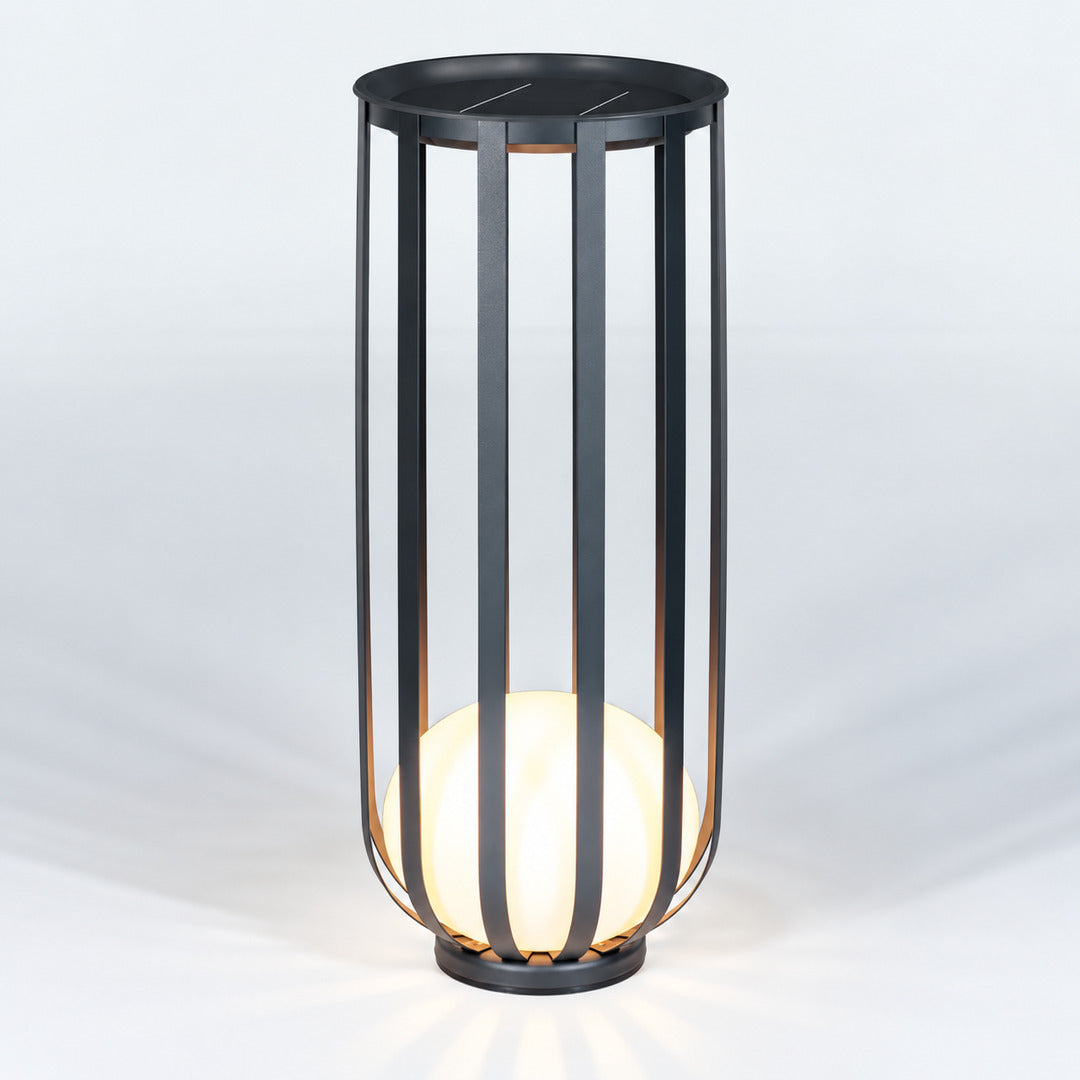 Tall 37.4-inch solar Faceta outdoor garden light standing beside a garden path