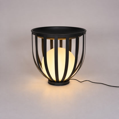Close-up of the geometric faceted panels of the Faceta outdoor garden light