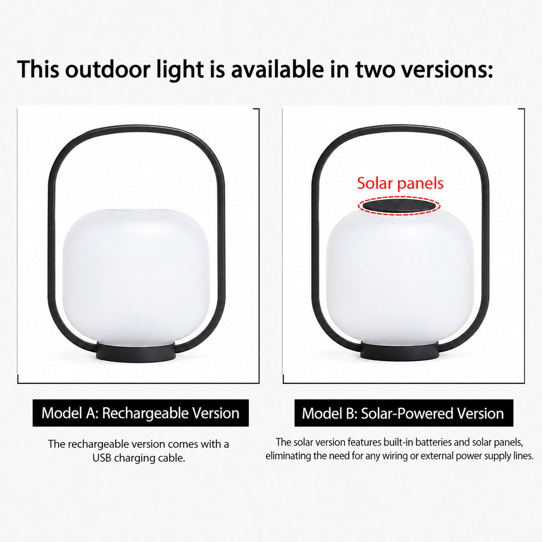 USB charging port and solar top panel of the Falo portable lantern shown together