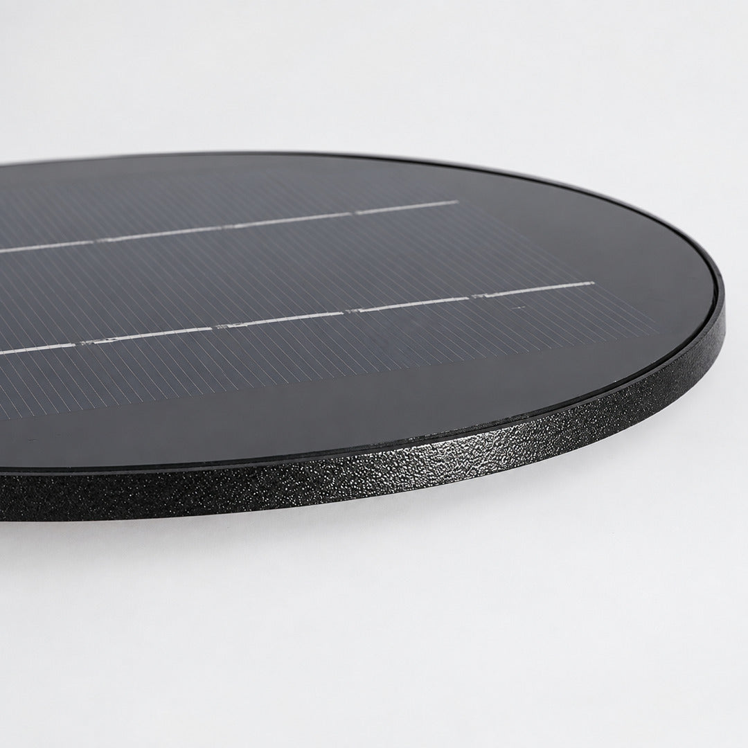 USB charging port and solar top panel of the Falo portable lantern shown together