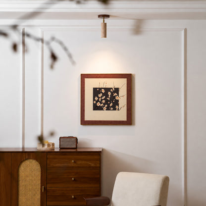 Faro travertine spotlight accent lighting artwork wall picture warm beam natural travertine walnut American home lifestyle interior styled