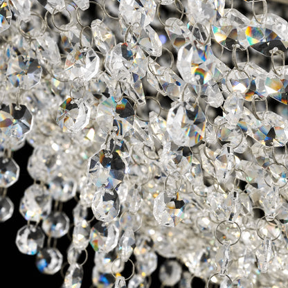 Close-up of the cascading clear crystal tassels on the Fiocco chandelier