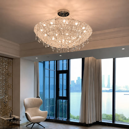 Fiocco crystal chandelier adding sparkle to a modern living room