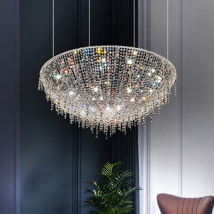 31.5-inch Fiocco crystal chandelier as a living room centerpiece