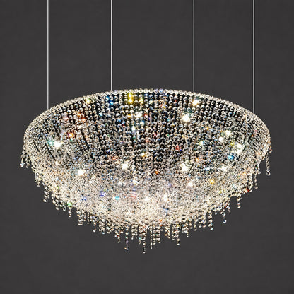 39.4-inch Fiocco crystal chandelier in a spacious great room