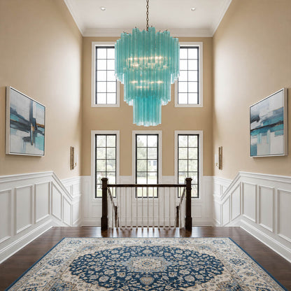 Fiora yellow Murano glass tube chandelier hospitality bar restaurant commercial project modern Italian statement sculptural nickel warm glow lifestyle interior