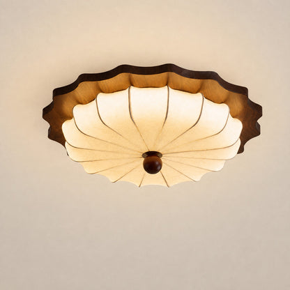 Medium 21.7-inch Fiore floral fabric ceiling light centered on a bedroom ceiling