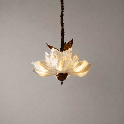 Fioria chandelier acrylic petal floral design metal frame French vintage large white background front view