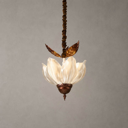 Fioria chandelier acrylic petal floral design metal French vintage small compact white background front view