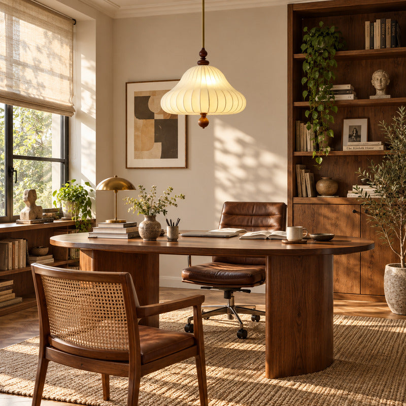 Fiorita blooming flower pendant adding a soft romantic touch above a home office or study