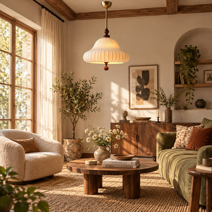 Fiorita blooming flower pendant as a romantic sculptural centerpiece in a modern living room
