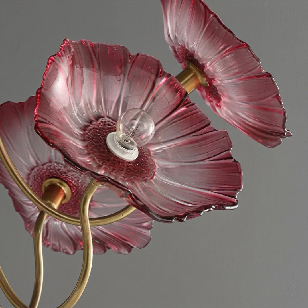 Fleur hand blown frosted glass petals close up art glass craftsmanship detail individual unique organic shape texture
