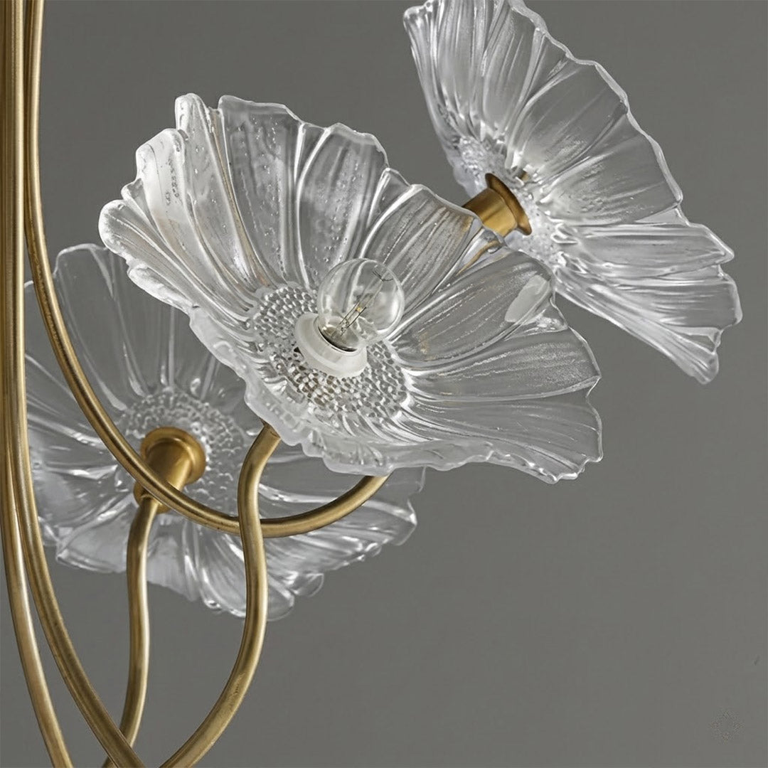 Fleur glass flower chandelier gold and clear versus gold and pink side by side comparison color choice helper