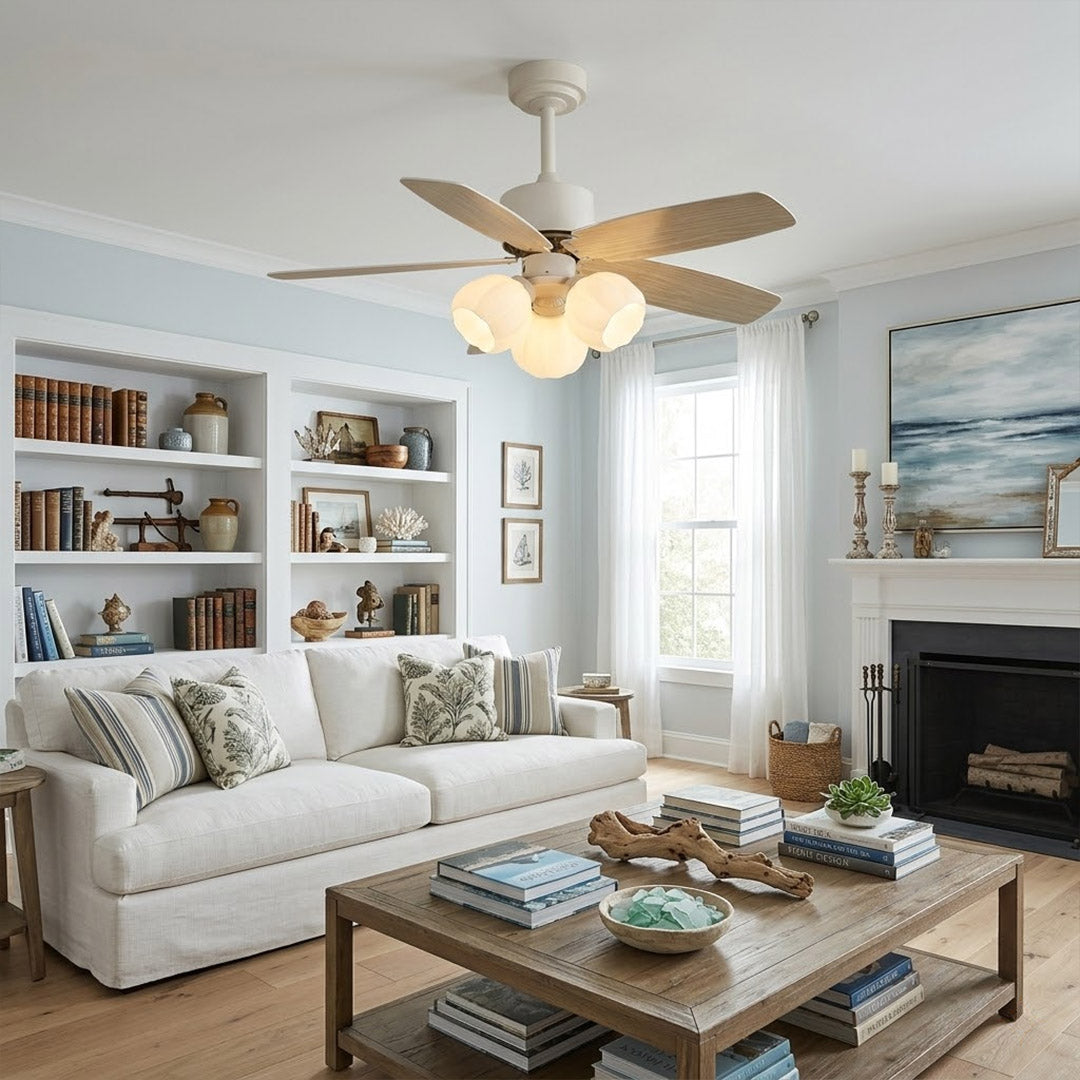 Florette 3 light ceiling fan in dining nook breakfast area cozy small space