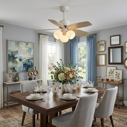 Florette 3 light ceiling fan in dining nook breakfast area cozy small space