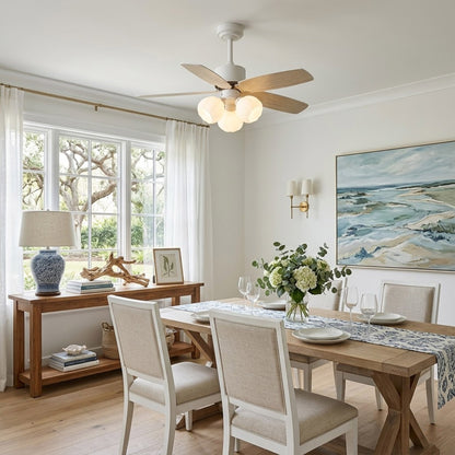 Florette 3 light ceiling fan in dining nook breakfast area cozy small space