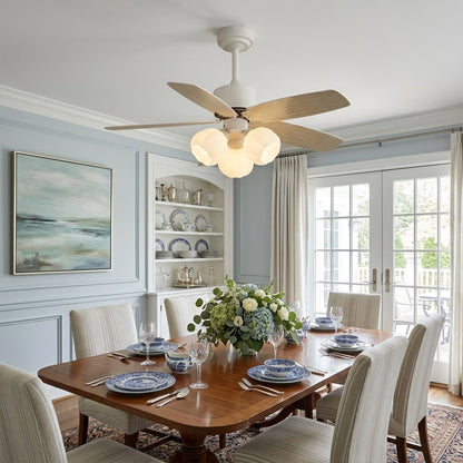 Florette 3 light ceiling fan in dining nook breakfast area cozy small space