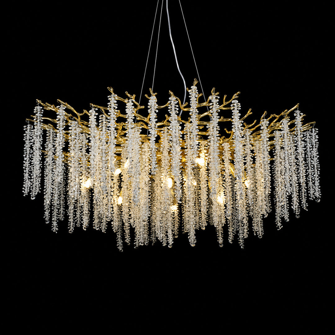 14-light 39.4-inch Fronda gold crystal chandelier as a grand foyer centerpiece
