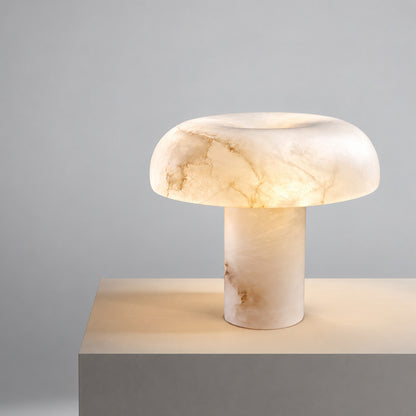 Fungo alabaster mushroom lamp on an entryway console