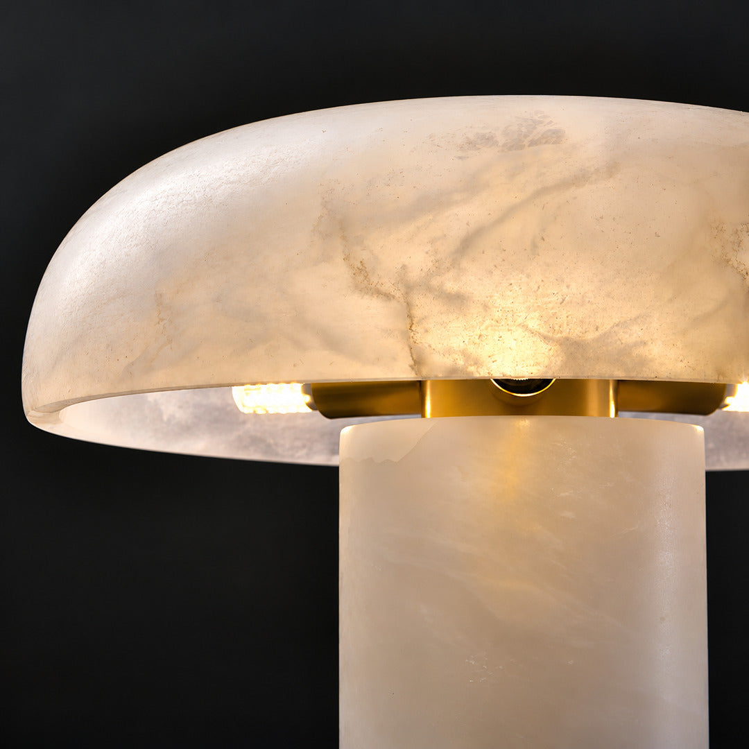 View under the dome of the Fungo mushroom lamp showing three G9 bulbs