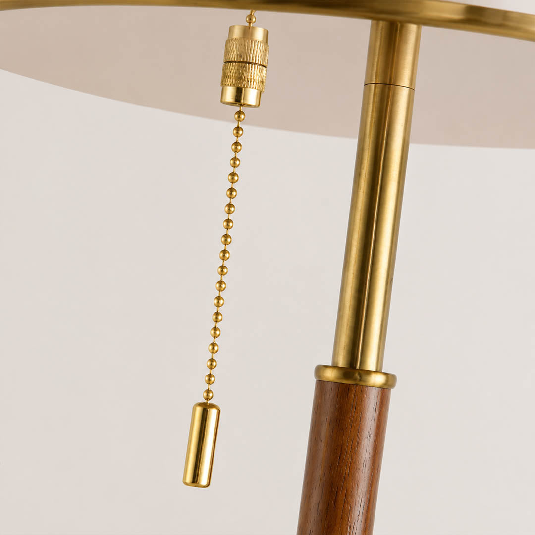 Fungo glass table lamp metal pull chain cord switch detail close up practical