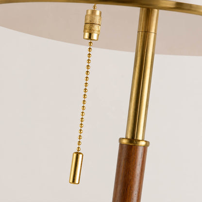 Fungo glass table lamp metal pull chain cord switch detail close up practical