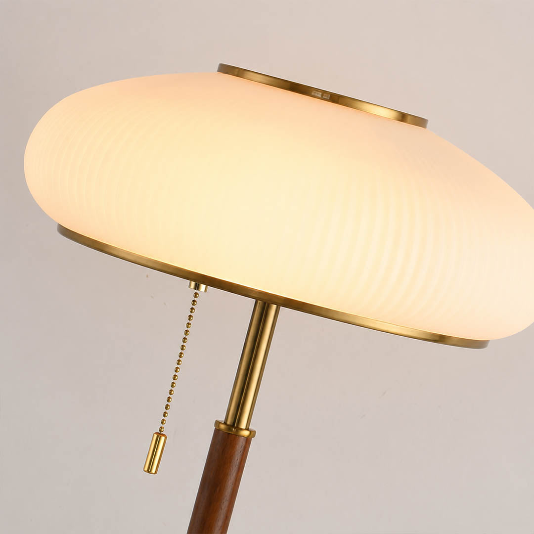 Fungo glass table lamp mushroom curved art glass shade detail close up French retro whimsical craftsmanship
