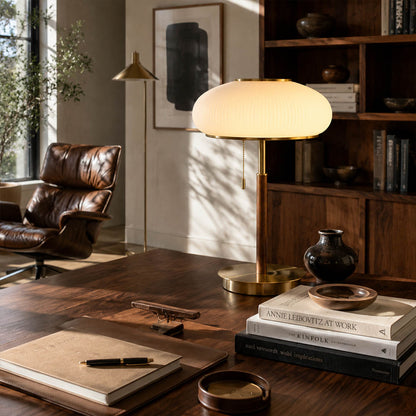 Fungo glass table lamp desk reading warm glow mushroom glass wood French retro American home lifestyle interior styled