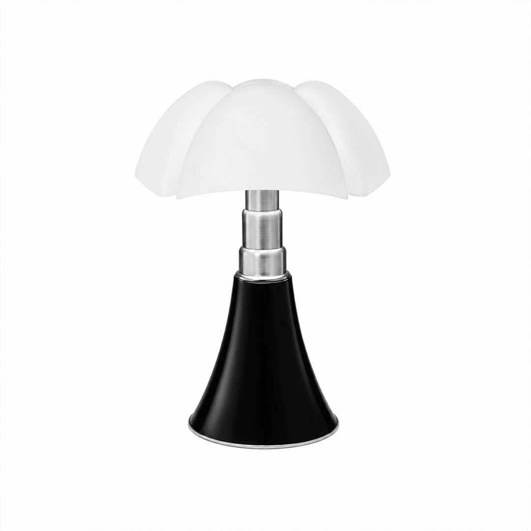 Fungo table lamp small size 11.2 inch black mid century modern mushroom bat wing acrylic shade sculptural touch dimmer bedside designer icon white background
