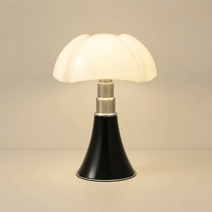 Fungo table lamp large size 19.7 inch 33.9 inch tall black mid century modern mushroom bat wing acrylic shade sculptural statement piece touch dimmer designer icon white background