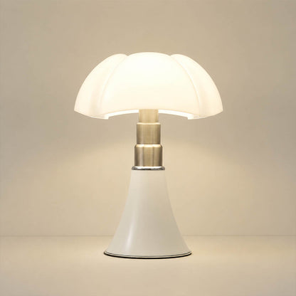 Fungo table lamp small size 11.2 inch white mid century modern mushroom bat wing acrylic shade sculptural touch dimmer bedside designer icon white background