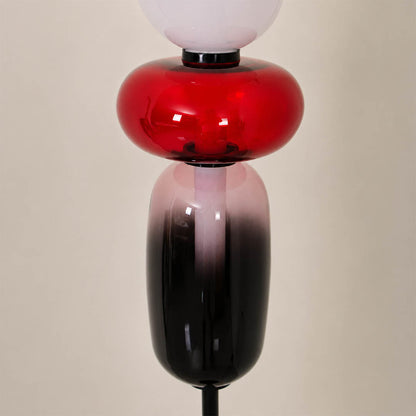 Gemma stacked glass floor lamp hand-blown art glass candied translucent texture craftsmanship detail close up unique