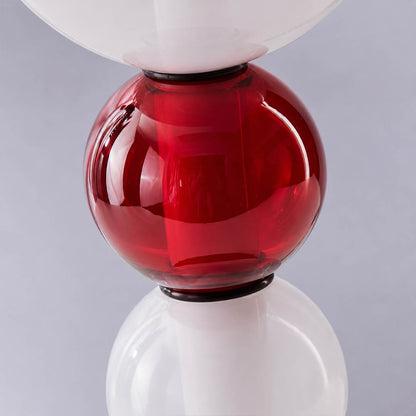 Gemma stacked glass pendant light hand-blown art glass candied red green smoked translucent texture craftsmanship detail close up unique