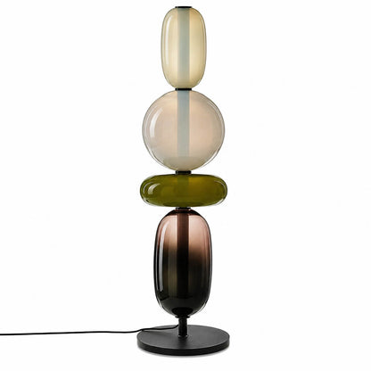 Gemma stacked glass table lamp Model E tall 26 inch white green red four stacked forms hand-blown art glass integrated LED console white background