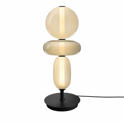 Gemma stacked glass table lamp Model B white champagne globe stacked hand-blown art glass integrated LED bedside modern white background front view