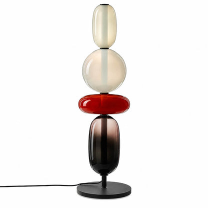 Gemma stacked glass table lamp Model E tall 26 inch white green red four stacked forms hand-blown art glass integrated LED console white background