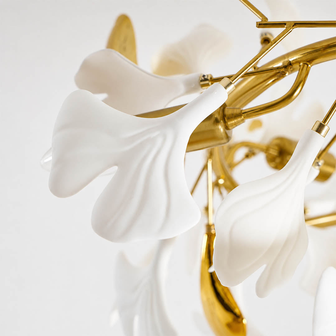 Astra single ceramic porcelain ginkgo leaf hand glazed glossy finish botanical detail organic natural close up craftsmanship