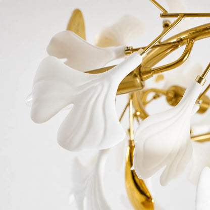 Astra single ceramic porcelain ginkgo leaf hand glazed glossy finish botanical detail organic natural close up craftsmanship