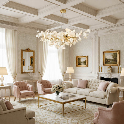 Gingko Chandelier Style A Model B alternative 39.3 inch modern living room seating group statement mid century warm ambient sculptural botanical lifestyle interior