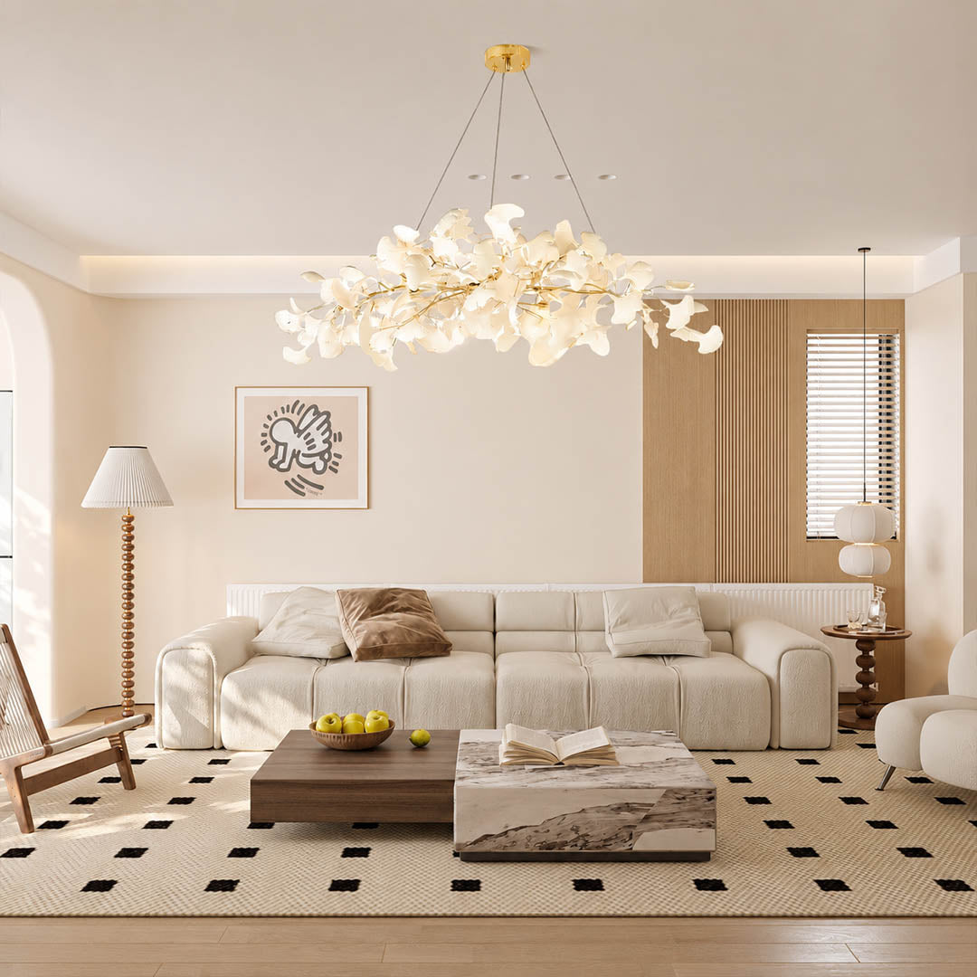 Gingko Chandelier Style A Model B alternative 39.3 inch modern living room seating group statement mid century warm ambient sculptural botanical lifestyle interior