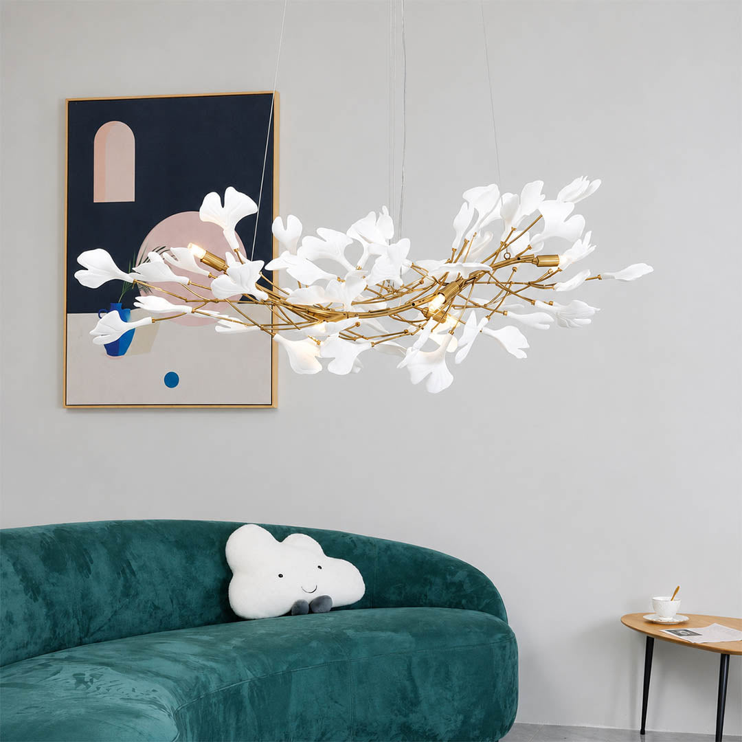 Gingko Chandelier Style A Model B alternative 39.3 inch modern living room seating group statement mid century warm ambient sculptural botanical lifestyle interior